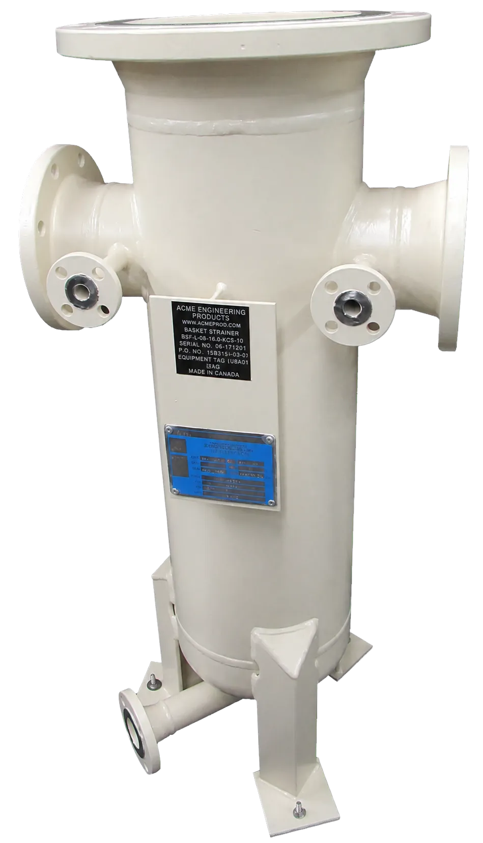 Filtro de cesta industrial para retención de sólidos